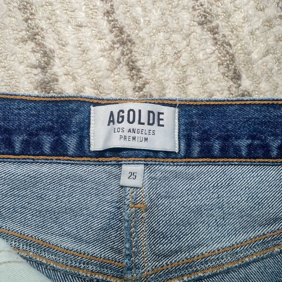 AGOLDE Distressed Button Front Denim Mini Skirt Size 25 - Picture 6 of 6